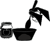 Mortaio con pestello che frantuma sostanze in una ciotola accanto a un barattolo di vetro con un simbolo a forma di cuore