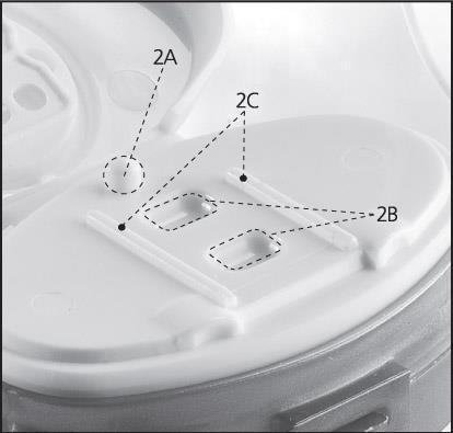 Dispositivo medico con componenti numerate 2A, 2B e 2C collegate da linee tratteggiate su sfondo bianco