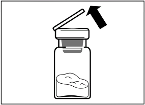 Fiala di vetro con polvere bianca all