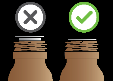 Due fiale marroni, una con tappo correttamente avvitato e l