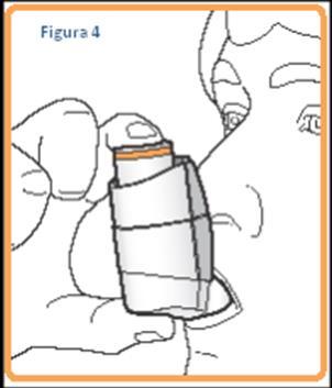 Mano che tiene un iniettore preriempito con indicazioni di dosaggio in arancione e grigio chiaro