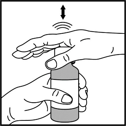 Mano che stringe un cilindro medicinale con l