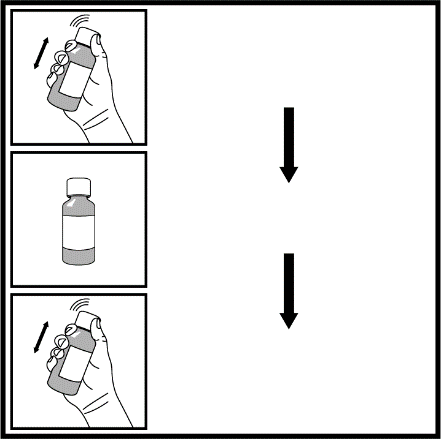 Mani che tengono una fiala e una siringa precompilata con frecce nere che indicano la sequenza di utilizzo del farmaco