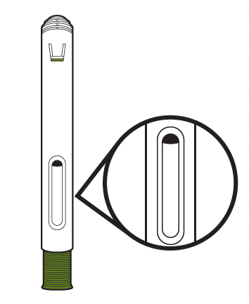 Penna iniettabile con sezione ingrandita che mostra l