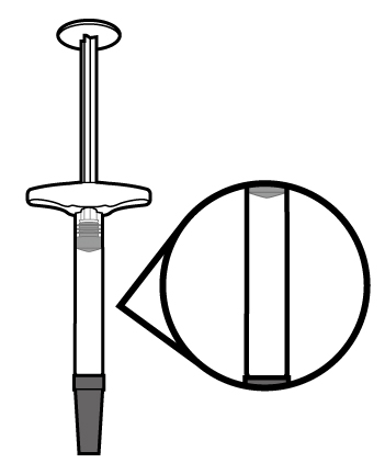 Siringa preriempita con stantuffo visibile e ingrandimento del meccanismo di rilascio del farmaco
