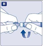 Due mani che assemblano un dispositivo medico con connettore a baionetta e freccia blu che indica la rotazione