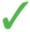 Spunta verde stilizzata che indica conferma o correttezza su sfondo bianco