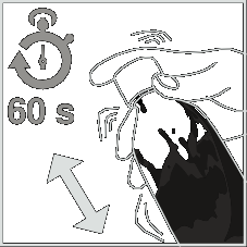 Dispositivo di infusione con freccia grigia rivolta verso l