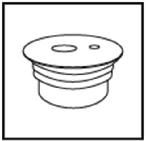 Tappo di flacone medicinale con due aperture ovali sovrapposte e base a gradini stilizzata