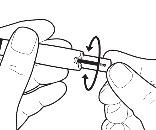 Mani che ruotano un dispositivo penna con numeri 300 indicati e frecce che mostrano la rotazione