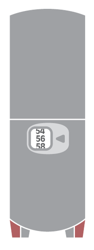 Penna iniettabile grigia con display numerico bianco che indica 54 56 58 e pulsante di attivazione laterale