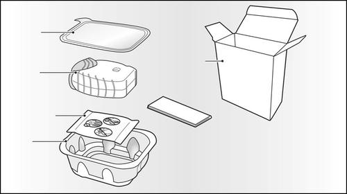 Confezione aperta con blister contenente due fiale, supporto in plastica e cartone esterno parzialmente aperto