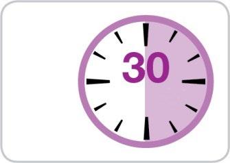 Orologio con lancette nere che indica le 30 minuti con met&agrave; quadrante color lavanda chiaro