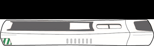 Penna iniettabile monouso bianca con finestra di visualizzazione e pulsante di attivazione