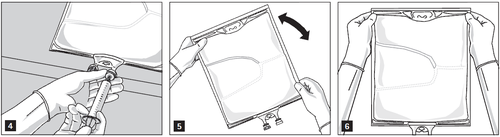 Preparazione del sito di iniezione con salviette disinfettanti seguendo le istruzioni numerate da 4 a 6