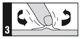 Pelle con piega sollevata e due frecce curve nere che indicano la direzione di trazione laterale