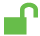 Lucchetto verde aperto con corpo rettangolare e archetto curvo che indica l