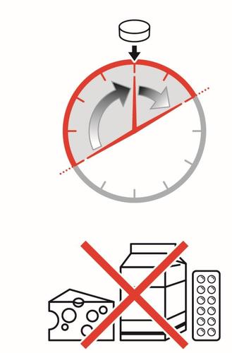 Orologio con lancetta rossa che indica rotazione e freccia verso l