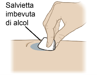 Mano che tiene un batuffolo di cotone imbevuto di alcol sopra la pelle beige chiara preparazione all