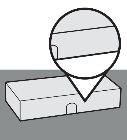 Schema stilizzato di un cilindro parziale sopra un parallelepipedo grigio chiaro con punta rivolta verso il basso