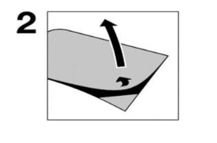 Forma grigia con freccia nera che indica movimento verso il basso e verso l