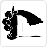 Mano che stringe una fiala di vetro bianca con un tappo nero e un