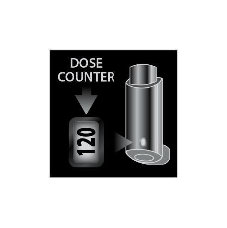 Contenitore cilindrico grigio con indicatore di dose numerico