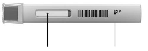 Test di gravidanza con finestra di visualizzazione negativa e indicatore di scadenza vicino al codice a barre