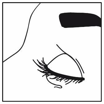 Occhio stilizzato con ciglia lunghe e incurvate e una lacrima che scende lungo la guancia indicata da una linea curva