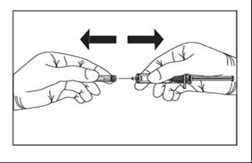 Due mani che assemblano un dispositivo medico con connettori maschio e femmina freccia bidirezionale indica l