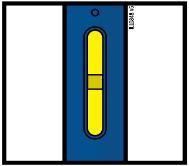 Penna autoiniettabile blu con indicatore giallo di dosaggio centrale e sezioni gialle superiori e inferiori