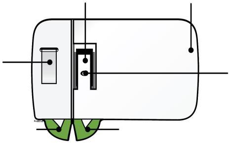 Dispositivo autoiniettante con meccanismo di rilascio a molla verde e finestra di visualizzazione rettangolare bianca