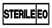 Scritta nera &ldquo;STERILE EO&rdquo; su sfondo bianco racchiusa in una cornice rettangolare nera spessa