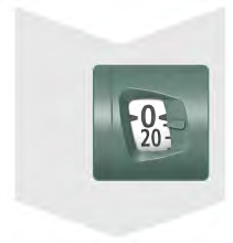 Dosatore di farmaco bianco e verde con indicazione numerica 0 e 20 visibile sul display