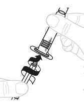 Siringa pre-riempita con ago protetto da cappuccio, una mano la tiene mentre l