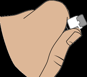 Mano che afferra un dispositivo medico bianco e grigio a forma di connettore o adattatore per iniezione