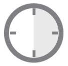 Cerchio grigio con quattro indicatori neri equidistanti che dividono il cerchio in quattro sezioni