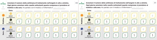 Calendario settimanale con caselle da spuntare per monitorare l