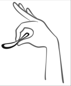 Mano che forma un cerchio con indice e pollice, con il palmo rivolto verso l