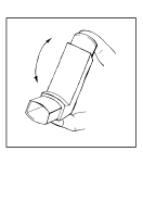 Inalatore per farmaci con indicazione di rotazione per attivare il dosaggio e bocchino per l