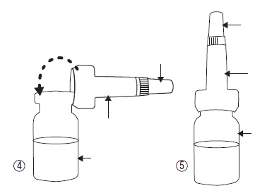 Flacone spray nasale con indicazioni frecce per l