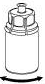 Fiala di vetro cilindrica con tappo superiore e base, freccia curva indica la direzione di agitazione