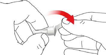 Mani che assemblano un dispositivo medico con connettore bianco e freccia rossa che indica la direzione di inserimento