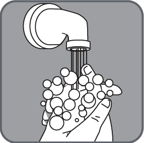 Mano sotto il getto d