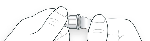 Mano che tiene un connettore grigio a vite collegato a un cilindro trasparente con una guarnizione interna