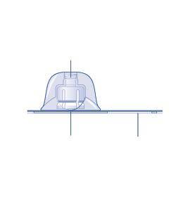 Dispositivo medico sottocutaneo con base piatta e cupola protettiva trasparente innestato nella pelle