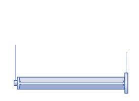 Fiala di vetro trasparente con stantuffo blu e tappo grigio, collegata a un dispositivo rettangolare metallico