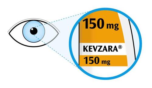 Occhio umano che guarda una compressa gialla con la scritta