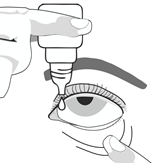 Goccia che esce da un flacone e viene instillata nell