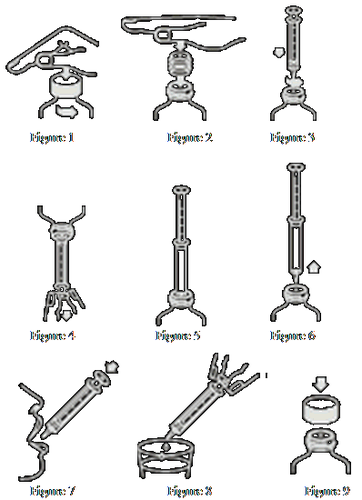 Dispositivi medici sterili con componenti metallici e plastica, vari modelli di pinze e connettori per uso chirurgico